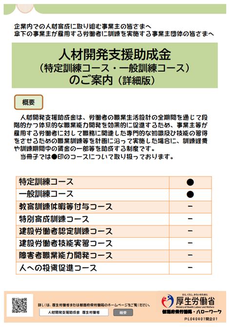 職業 金|人材開発支援助成金｜厚生労働